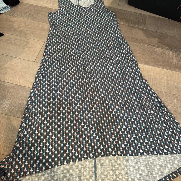 DULUTH TRADING WOMENS GREEN BURNT ORANGE MAXI DRESS SLEEVELESS LARGE - Picture 1 of 11